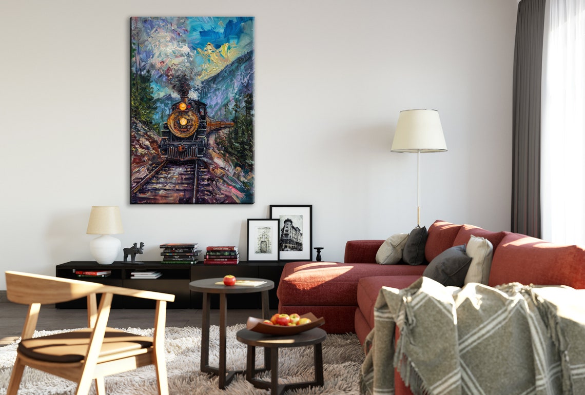 Impressionist Steam Locomotive 0511 Mountain Journey Art Poster - Image 3