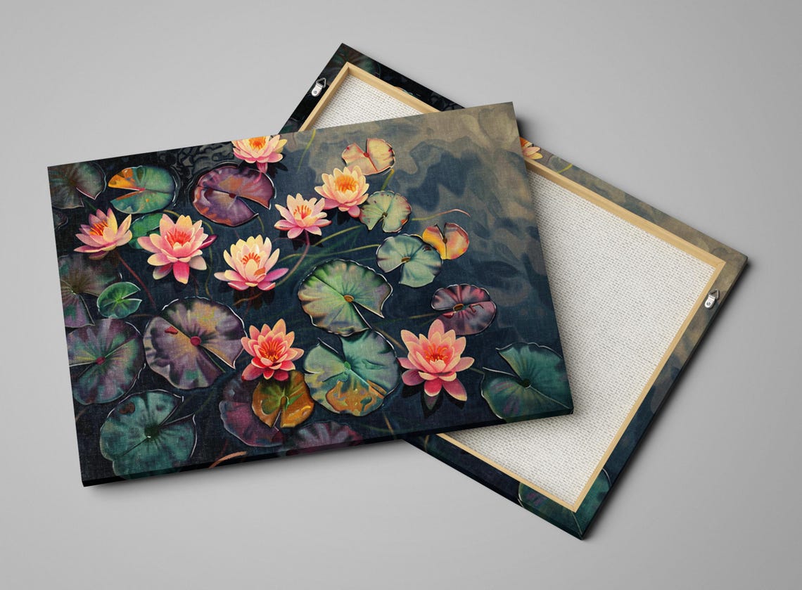Water Lilies Art Realism Style Botanical Decor Gallery Wrapped Gicle Print Ready To Hang Available In Extra Large Sizes - Image 5