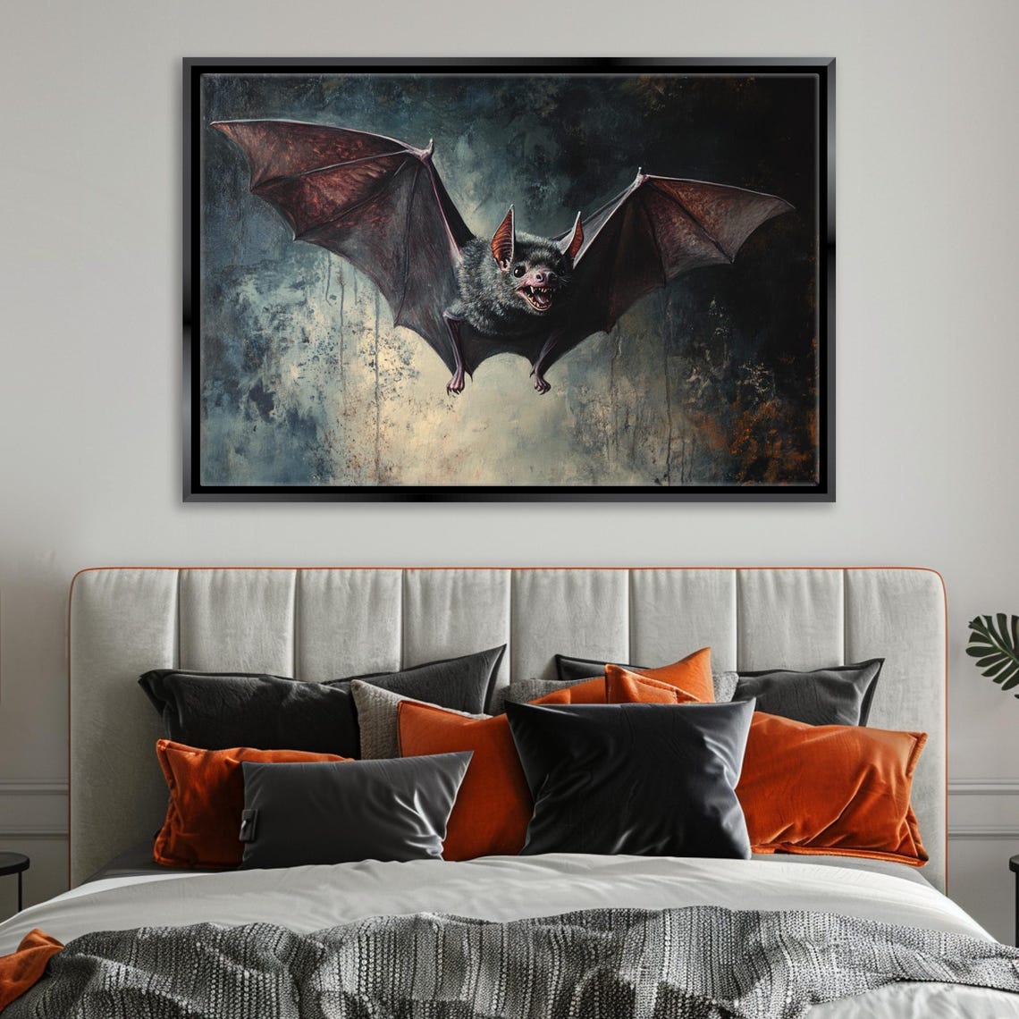 Gothic Halloween Bat Flying Dark Victorian Spooky Night Wall Art - Image 3