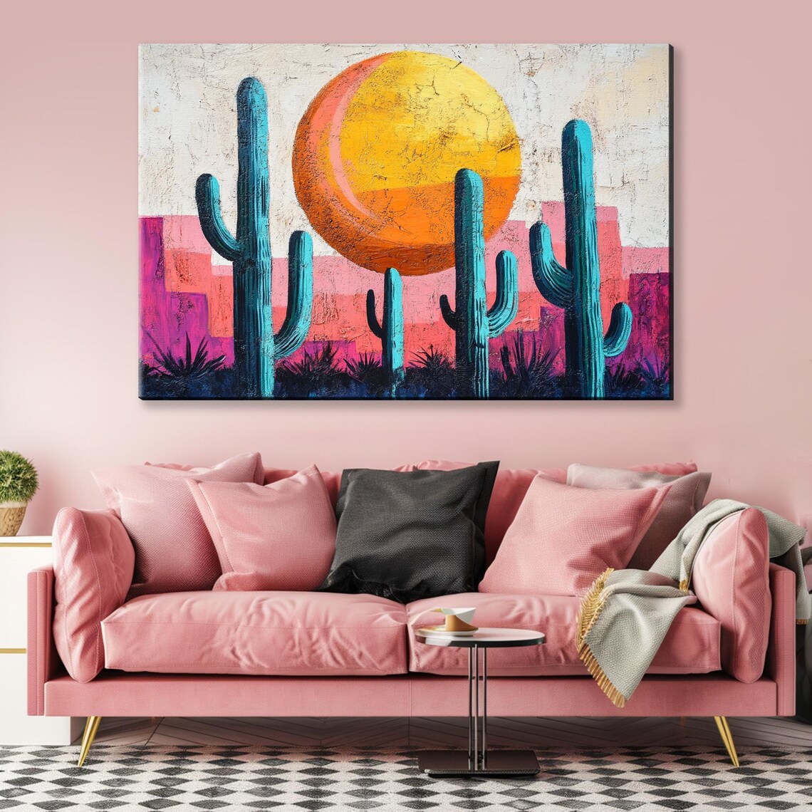 Retro Southwest Cactus Sun Minimalist Art Print - Image 5