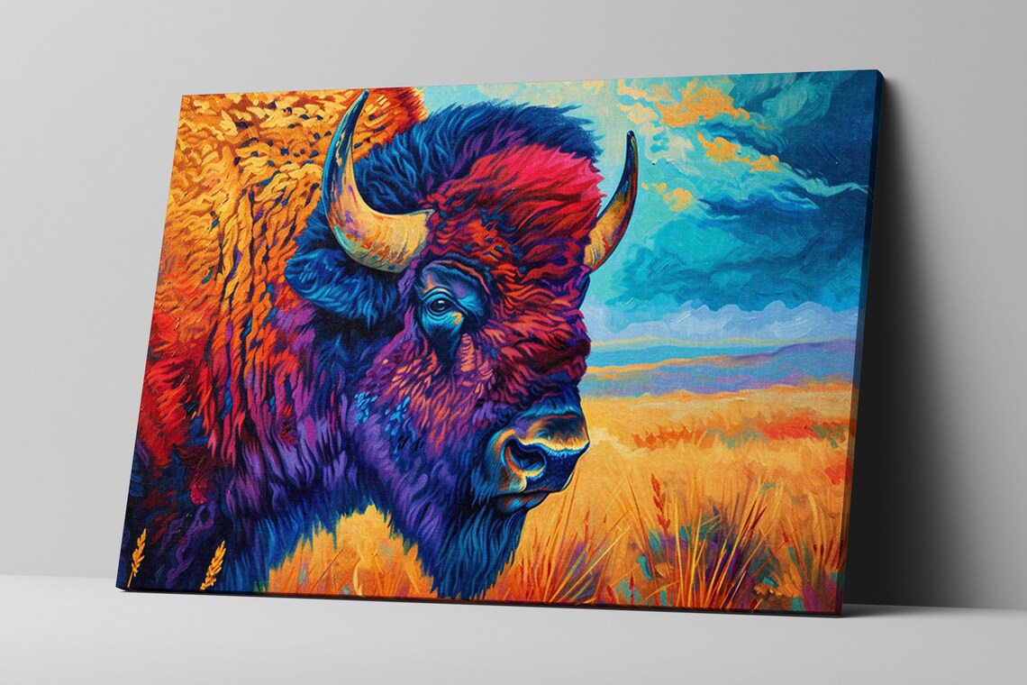 Colorful Bison Majesty, Prairie Wildlife Art Print - Image 5