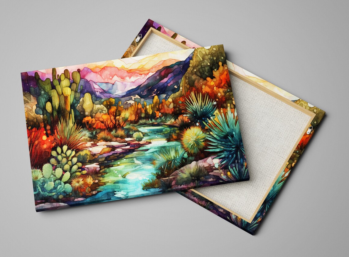 Painted Desert River Southwest Art Print, Cactus Beauty - Image 4