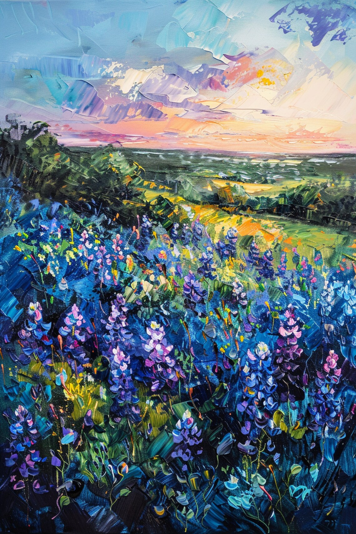 Texan Tapestry Bluebonnet Meadow Poster Print - Image 5