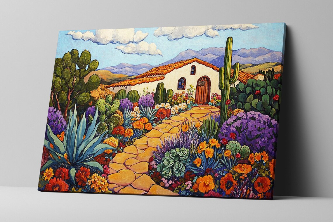 Mexican Desert Adobe Print Rustic Eclectic Decor Framed Or Unframed Gallery Wrapped Gicle Ready To Hang Extra Large Wall Art - Image 3