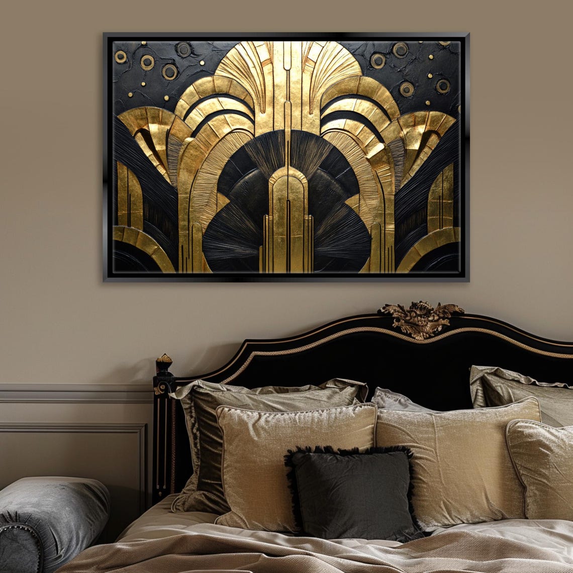 Black And Gold Art Deco Geometric Sunburst Elegant Modern Wall Poster