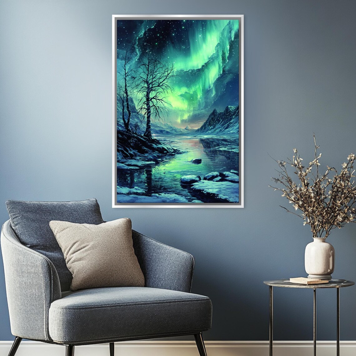 Aurora Borealis Night Sky Art Print, Northern Lights