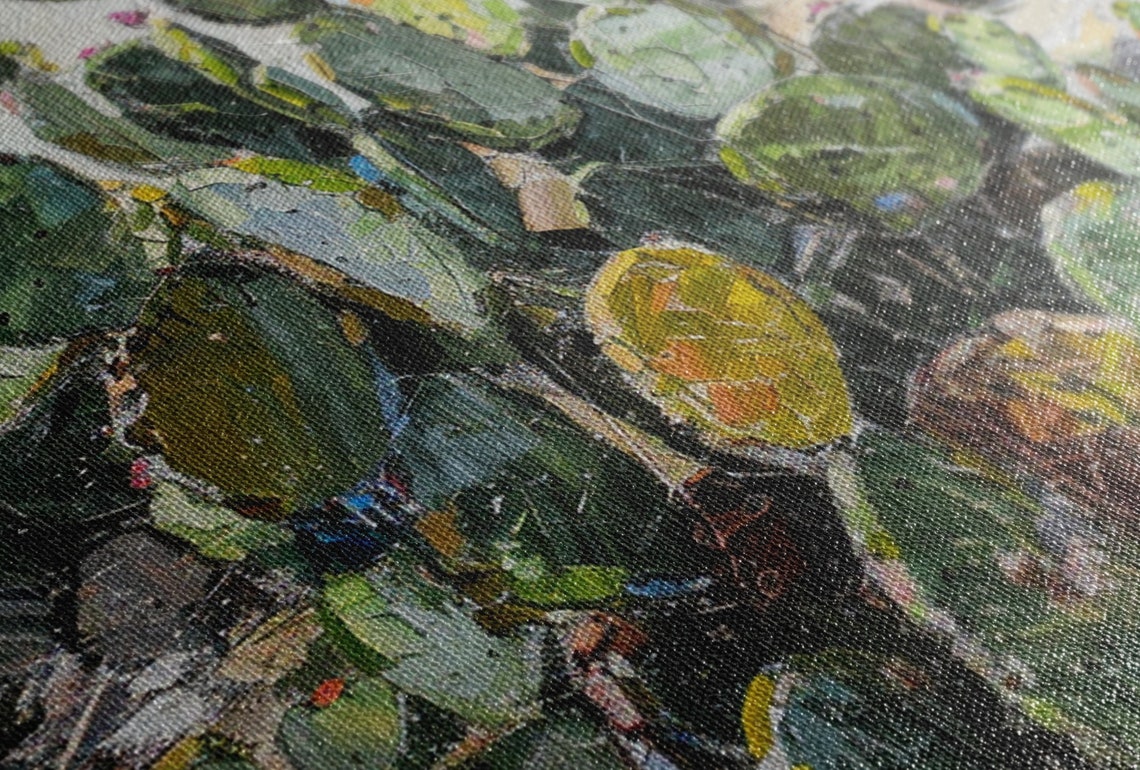 Prickly Pear Cactus Desert Garden Impasto Oil Painting Wall Art - Image 2