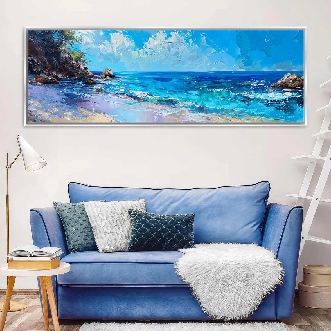 Coastal Blue Ocean Water Scene, Horizontal Art Print - Image 4
