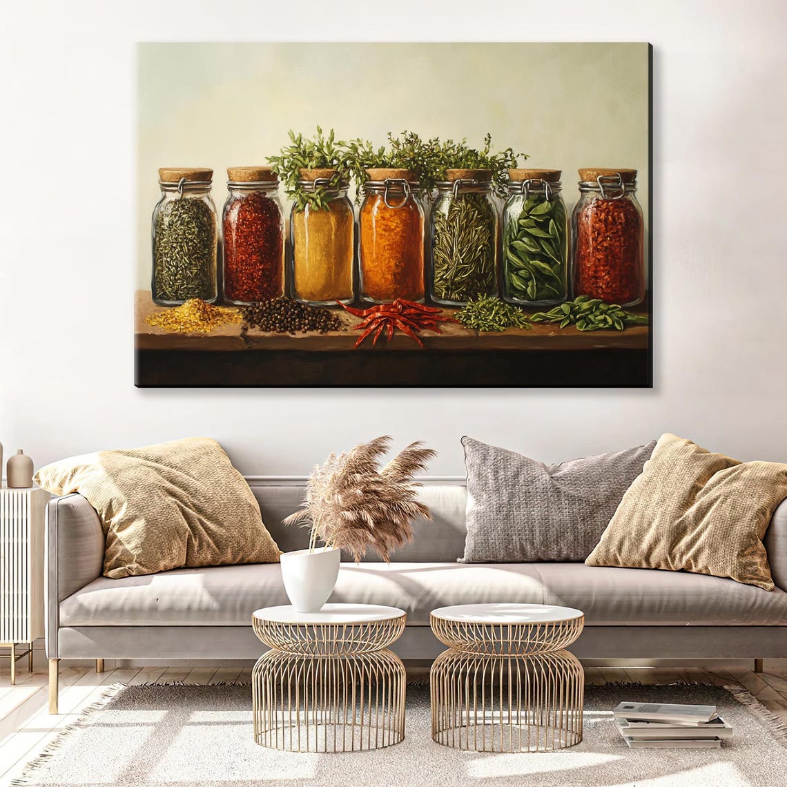Herbs And Spices Jars Farmhouse Kitchen Rustic Shelf Still Life Poster - Image 4