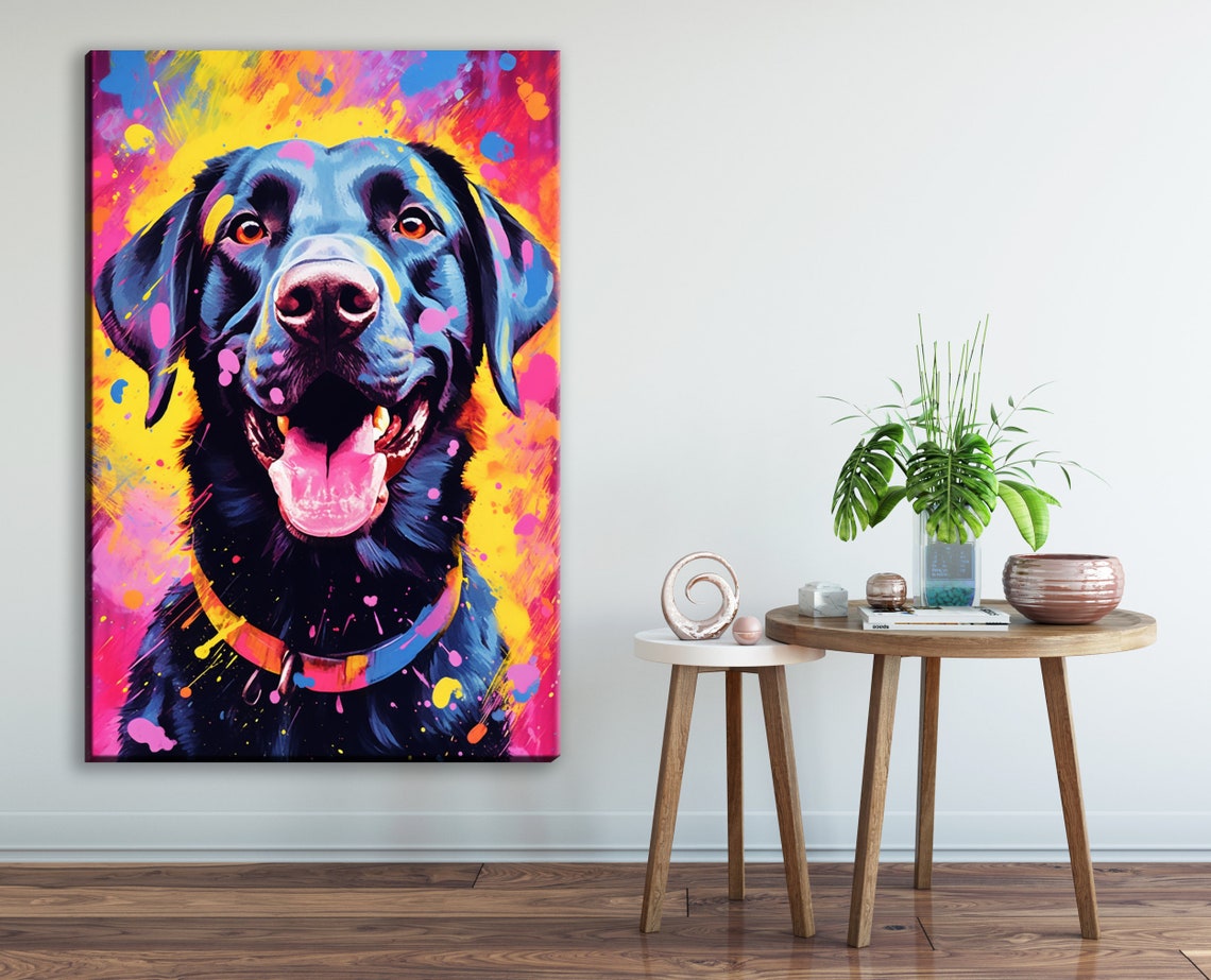 Black Labrador Pop Art Portrait Colorful Splash Happy Lab Print Poster - Image 2