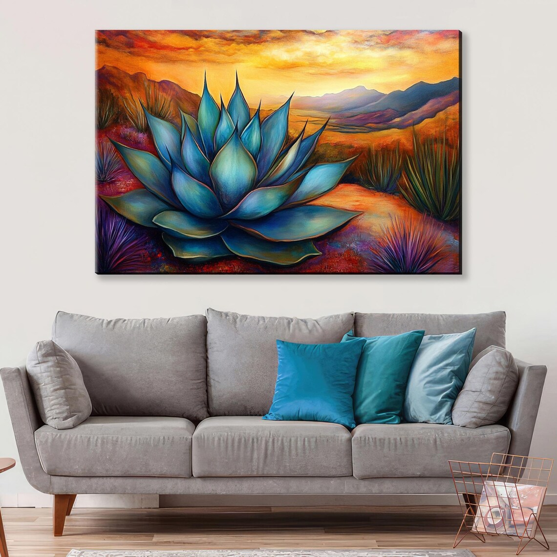 Agave Cactus Landscape Art Print, Succulent Study - Image 5