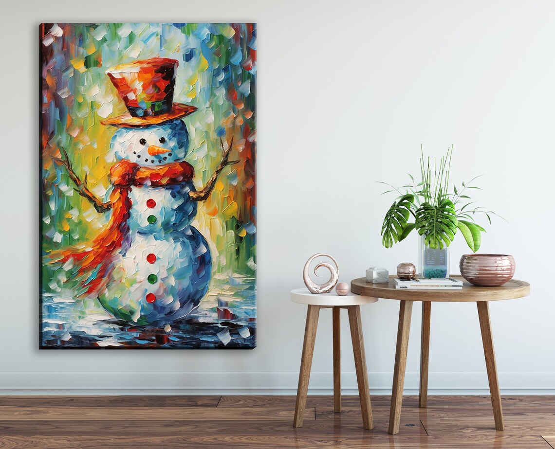 Christmas Season Snowman Festive Wall Art Print - Image 3