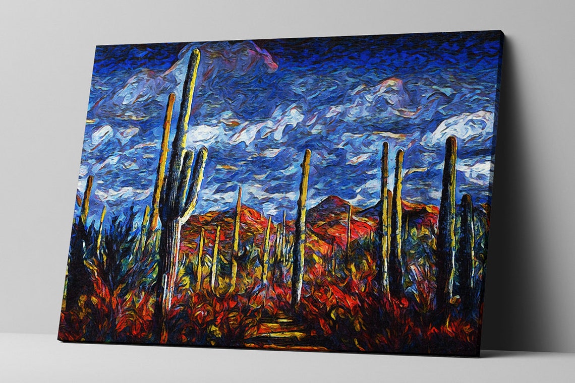 Desert Dusk Art Southwest Print Tranquil Desert Painting Serene Landscape Wall Art Impressionist Art - Image 3