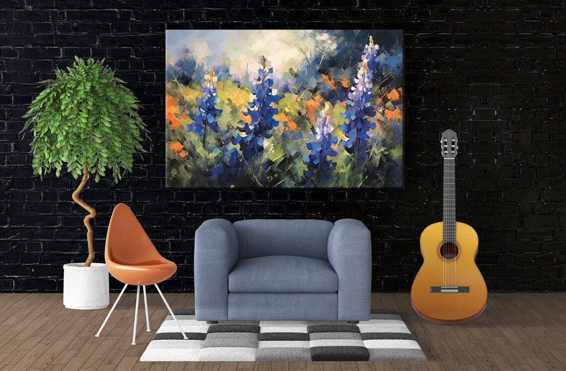 Texas Bluebonnet Spring Wildflower Wall Art Print - Image 3