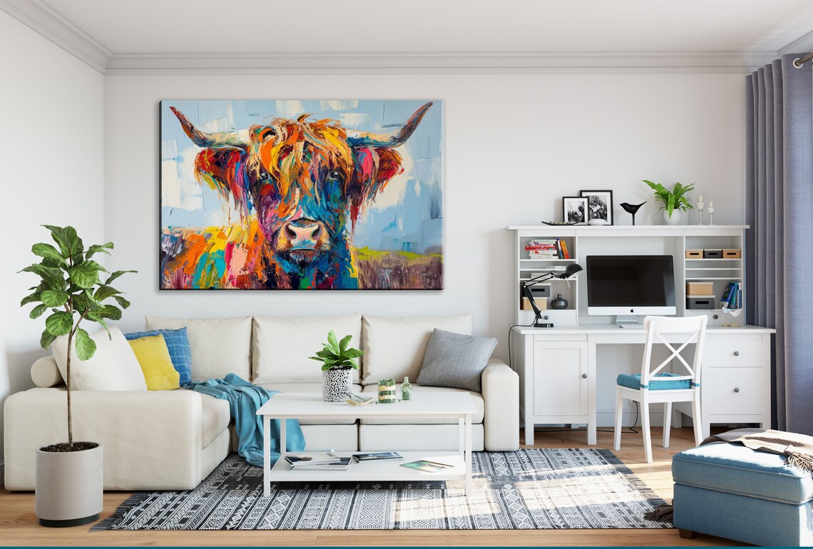 Highland Cow Majesty, Rustic Farmhouse Art Print - Image 2