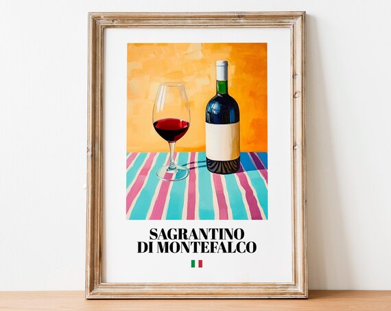 Sagrantino Di Montefalco Wall Art Print Poster Umbrian Wine Artwork For Homes