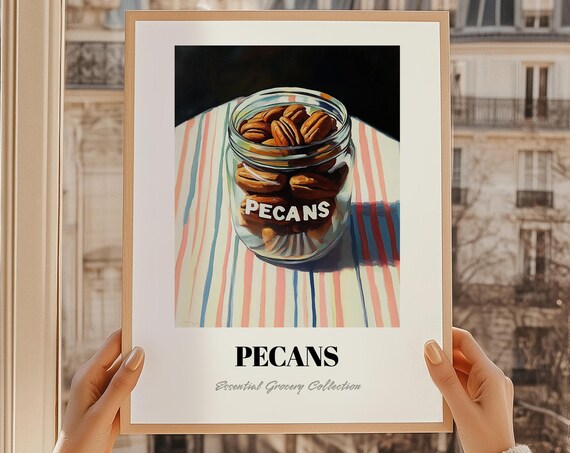 Pecans Glass Jar Pantry Still Life Kitchen Grocery Art Print
