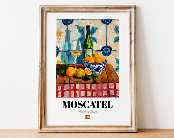 Moscatel Spanish Wine Still Life With Oranges Mediterranean Poster