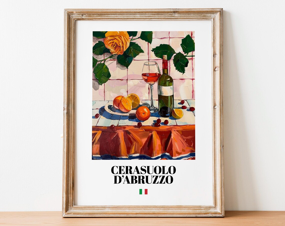 Vintage Cerasuolo Bottle Poster, Italian Ros Wine Art