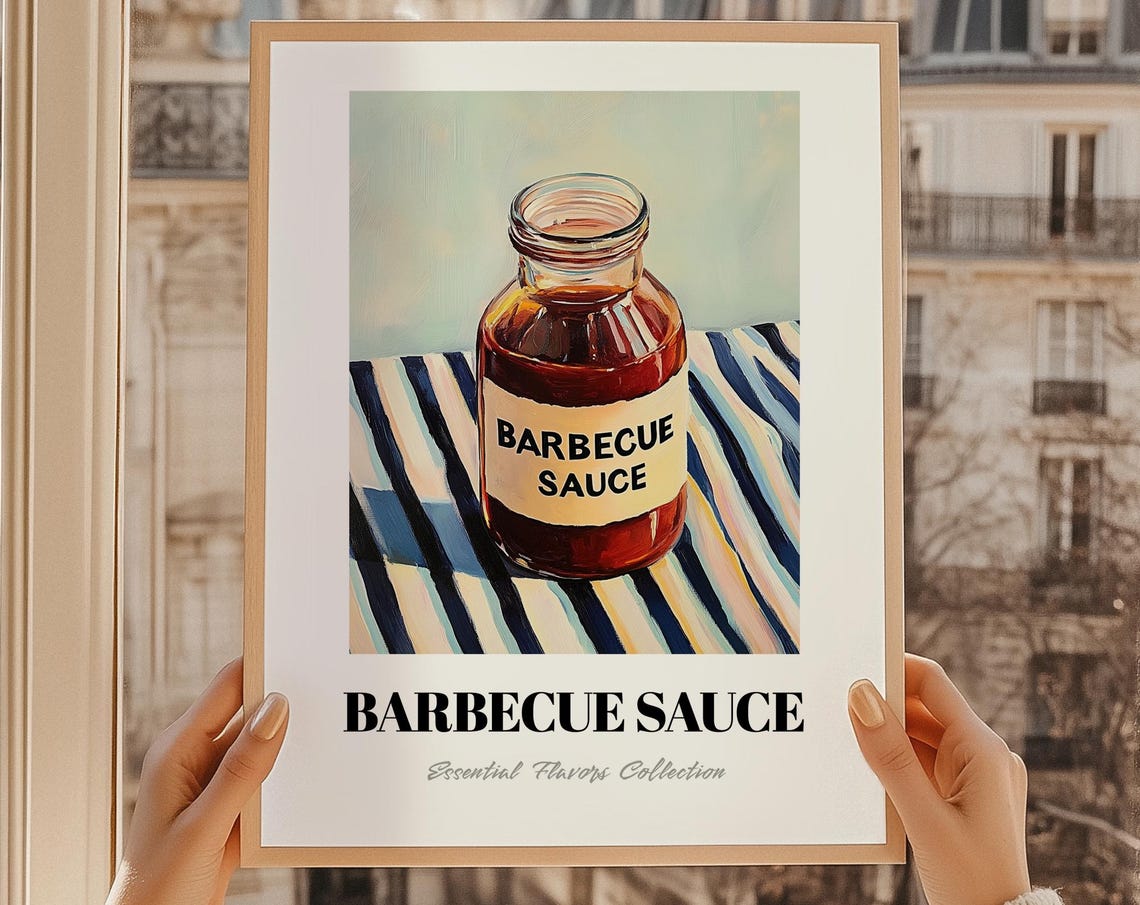 Barbecue Sauce Jar Essential Flavors Pantry Kitchen Wall Art