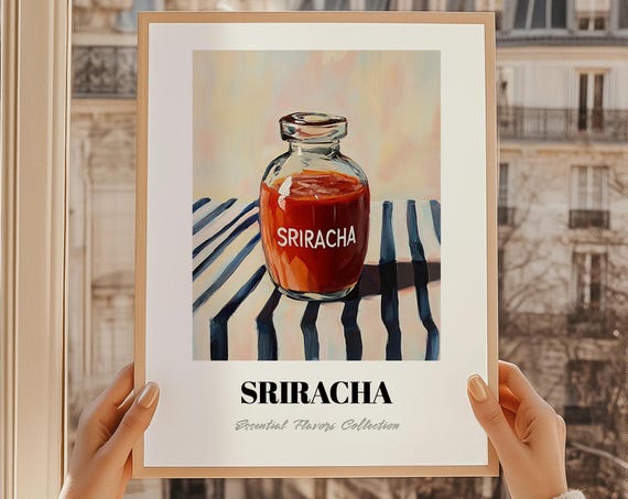 Sriracha Bbq Sauce Painting Rib Cook Off Trophy Print Chef Gift Restaurant Wall Decor Kitchen Art