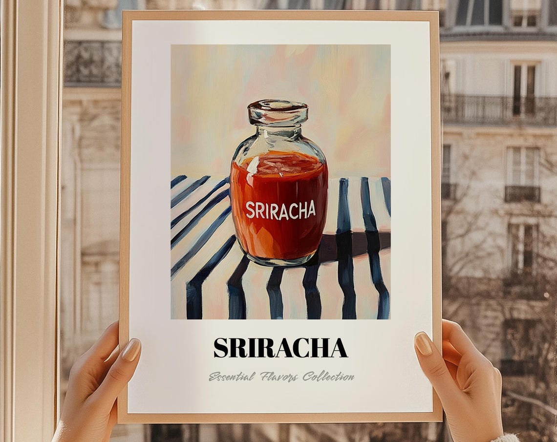 Sriracha Bbq Sauce Painting Rib Cook Off Trophy Print Chef Gift Restaurant Wall Decor Kitchen Art