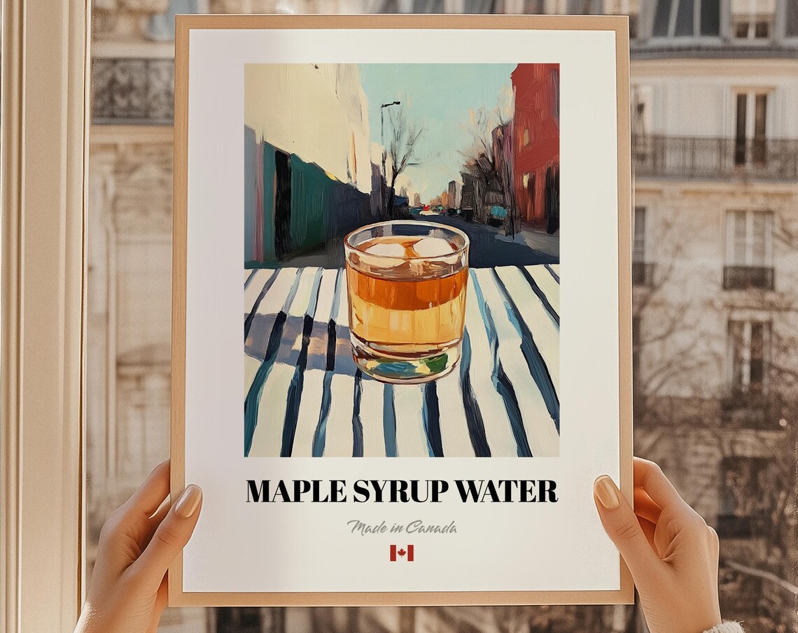 Maple Syrup Water Canadian Cocktail Poster Bar Dcor Wall Art Canada Friend Gift Kitchen