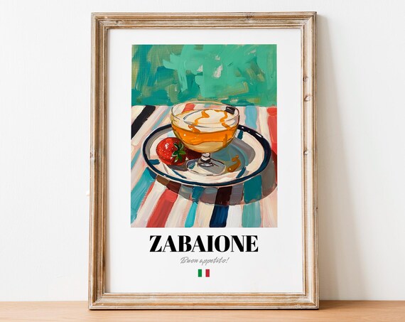 Italian Zabaione Poster Custard Dessert Art For Gourmet Food Fans