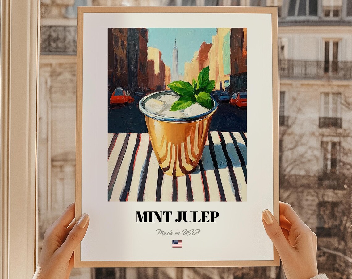 Mint Julep Copper Cup City Street Café Classic Bar Art Poster