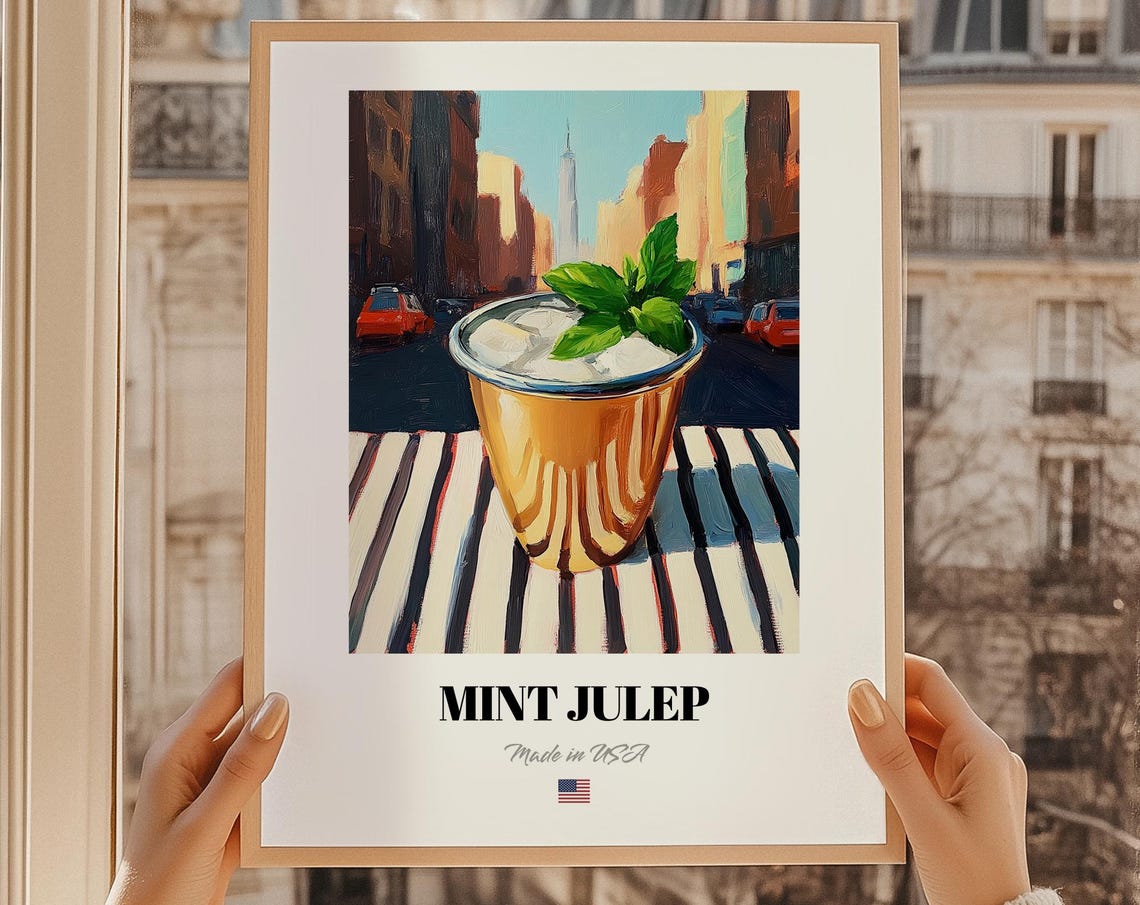 Mint Julep South Cocktail Print Us Bar Dcor Wall Art Friend Gift Decor