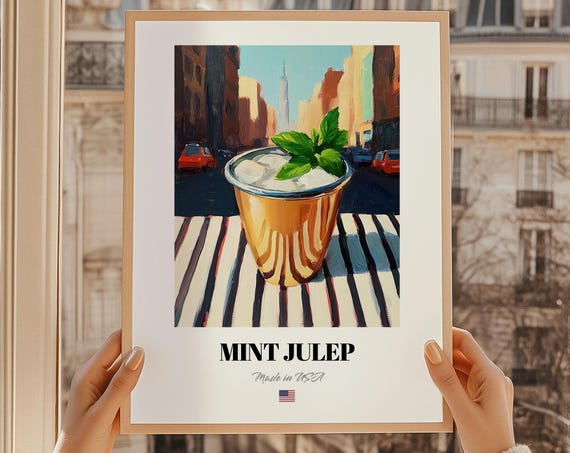 Mint Julep South Cocktail Print Us Bar Dcor Wall Art Friend Gift Decor