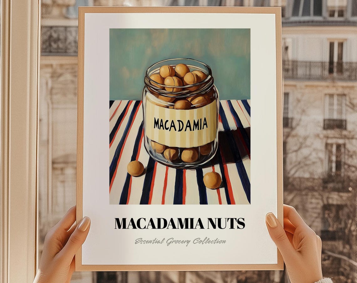 Macadamia Nuts Jar Painting Essential Grocery Collection Pantry Poster