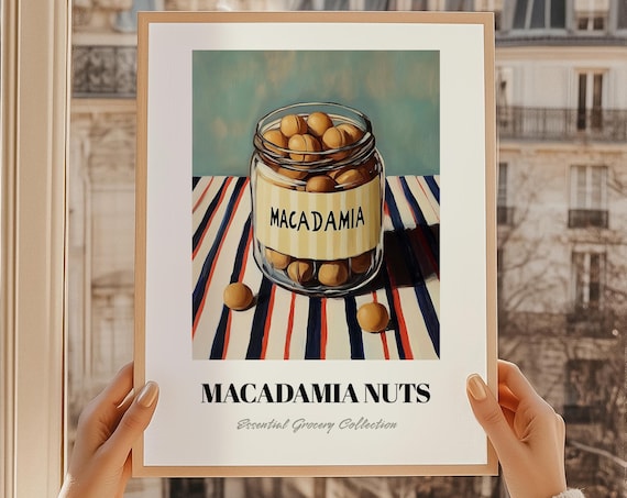 Macadamia Nuts Jar Painting Essential Grocery Collection Pantry Poster