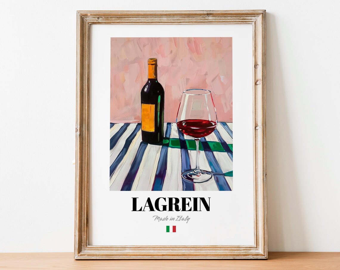 Italian Lagrein Art Print Poster Alto Adige Wine Artwork For Bars