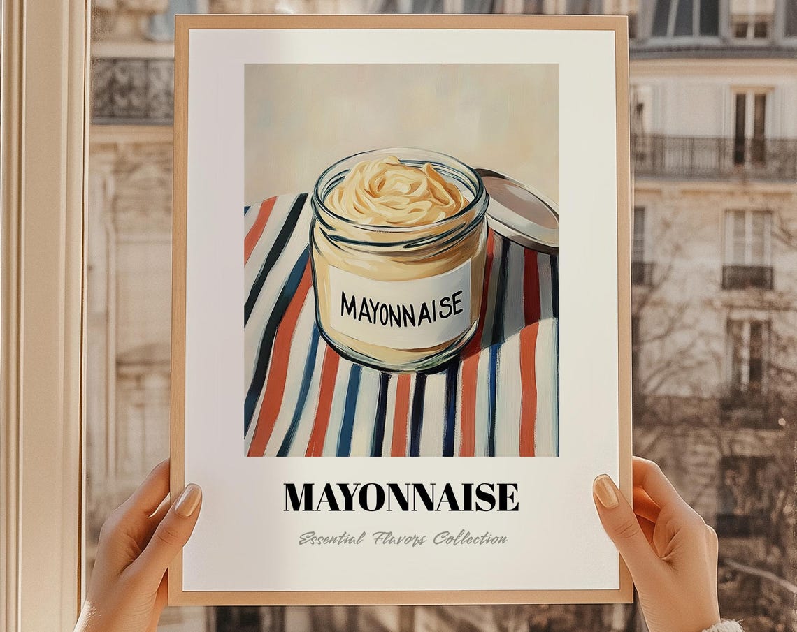 Mayonnaise Grocery Print Pantry Sauce Decor Chef Gift Restaurant Wall Kitchen Art