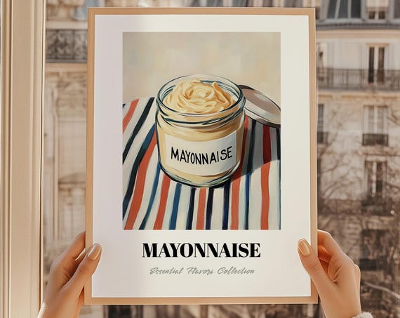 Mayonnaise Grocery Print Pantry Sauce Decor Chef Gift Restaurant Wall Kitchen Art