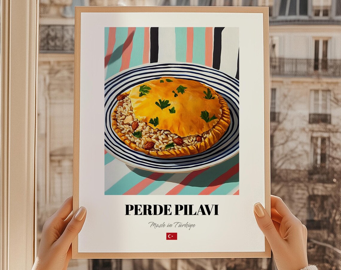 Perde Pilav Print Turkish Kitchen Food Illustration Cuisine Poster