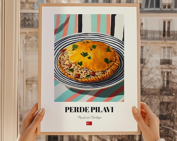 Perde Pilavı Turkish Rice Pastry Made in Türkiye Kitchen Food Art Poster