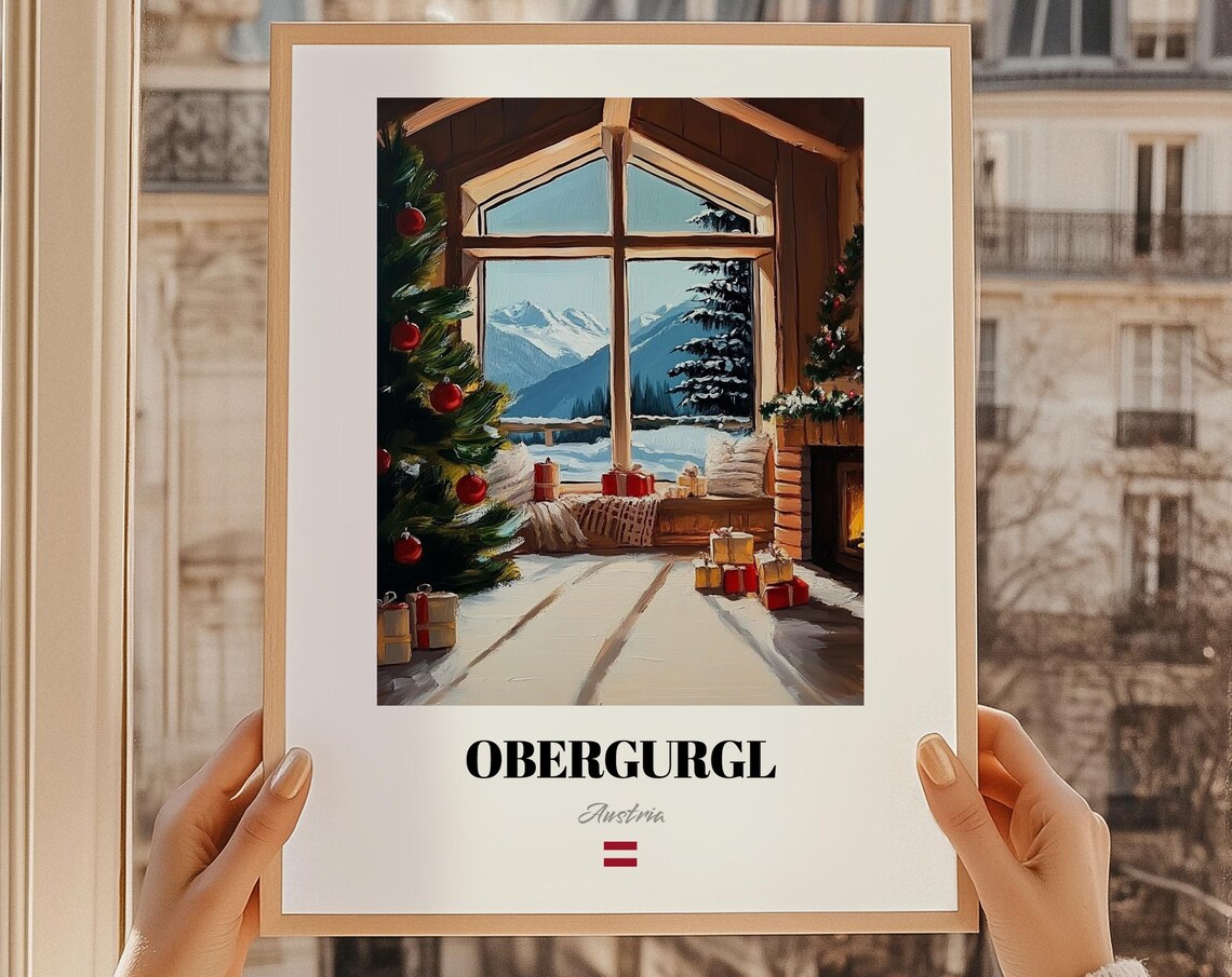 Obergurgl Austria Ski Resort Wall Art Print Poster Christmas Gift