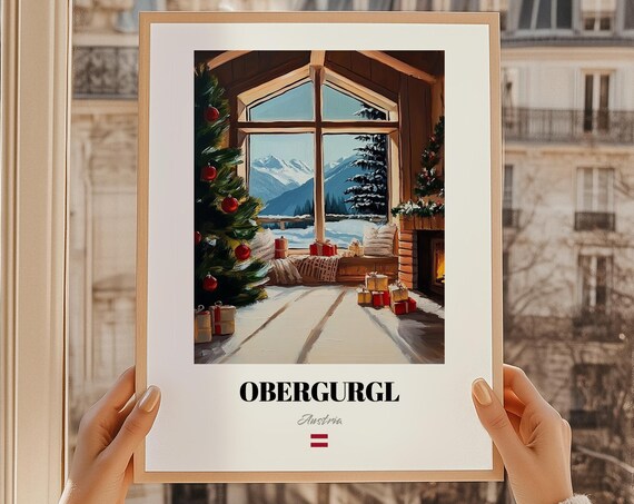 Obergurgl Austria Ski Resort Wall Art Print Poster Christmas Gift
