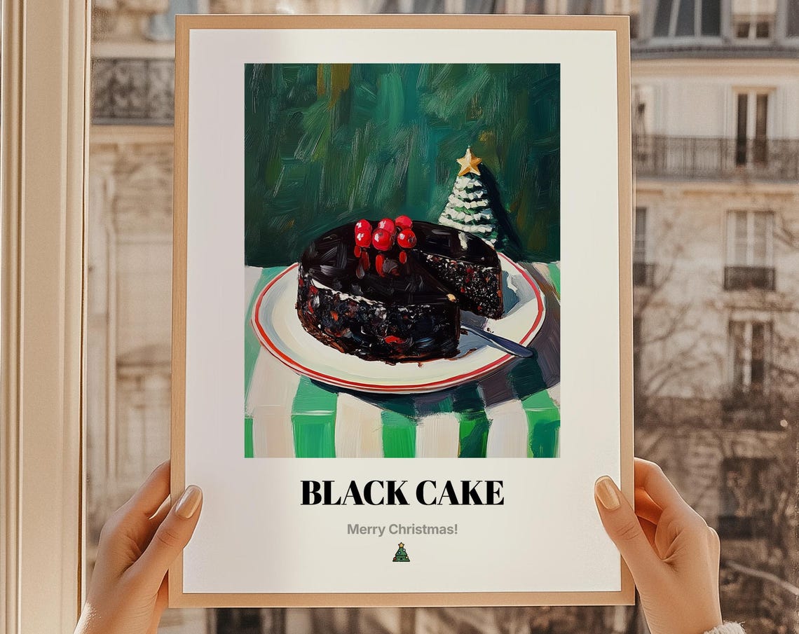 Jamaican Black Cake Merry Christmas Vintage Oil Painting Poster