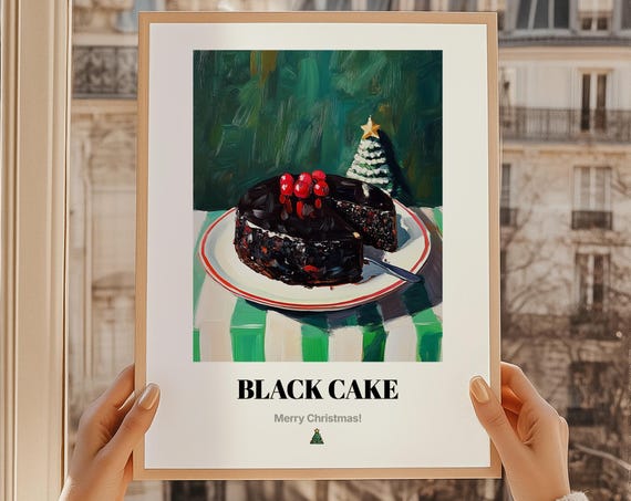 Jamaican Black Cake Merry Christmas Vintage Oil Painting Poster