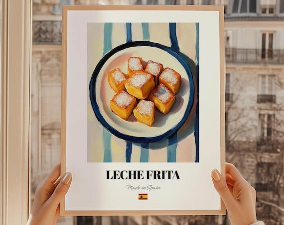 Leche Frita Spanish Fried Milk Sweet Dessert Squares Food Poster