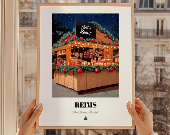 Reims France Christmas Market Wall Art Print Poster Cadeau De Nol
