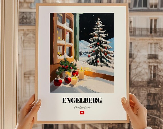 Engelberg Switzerland Ski Resort Wall Decor Print Poster Christmas Gift