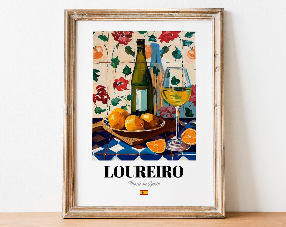 Vintage Loureiro Bottle Print Poster Boho Wine Art For Homes And Bars