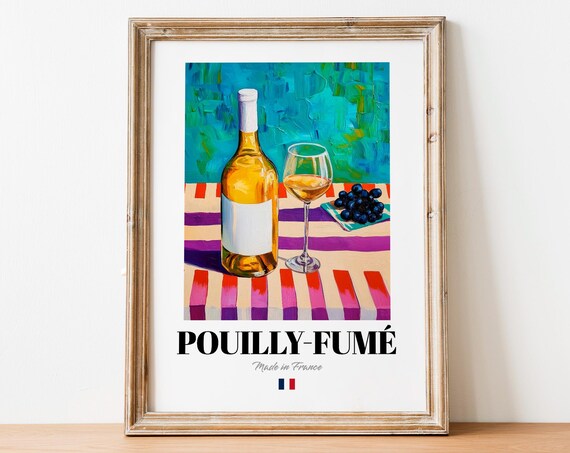 Pouillyfum Wine Wall Art Print Poster Smoky French White For Kitchens