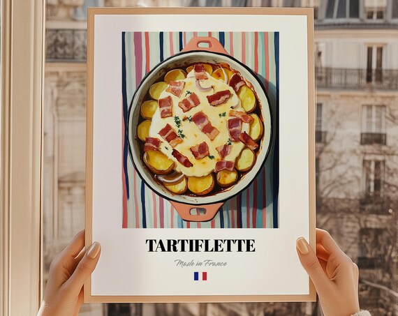 Tartiflette French Cheese Potato Gratin Bacon Top View Art Poster