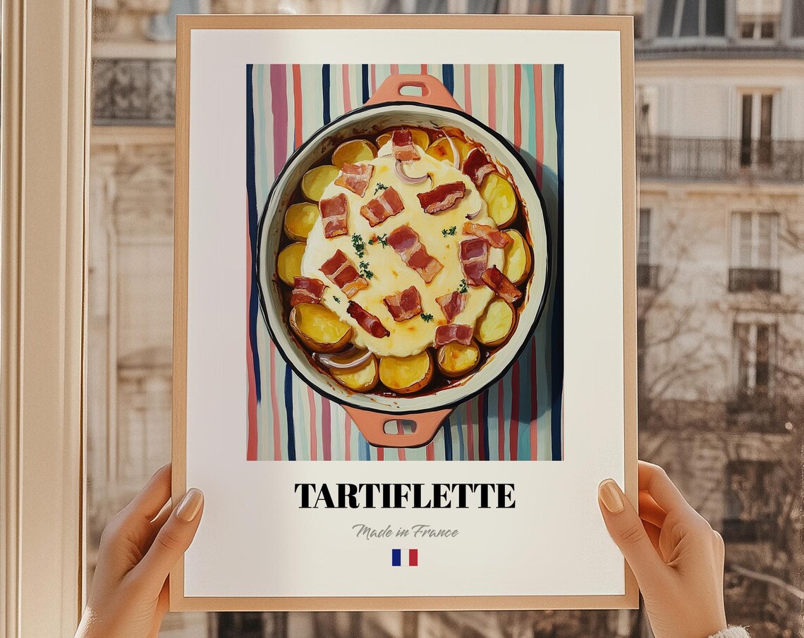 Tartiflette French Cheese Potato Gratin Bacon Top View Art Poster