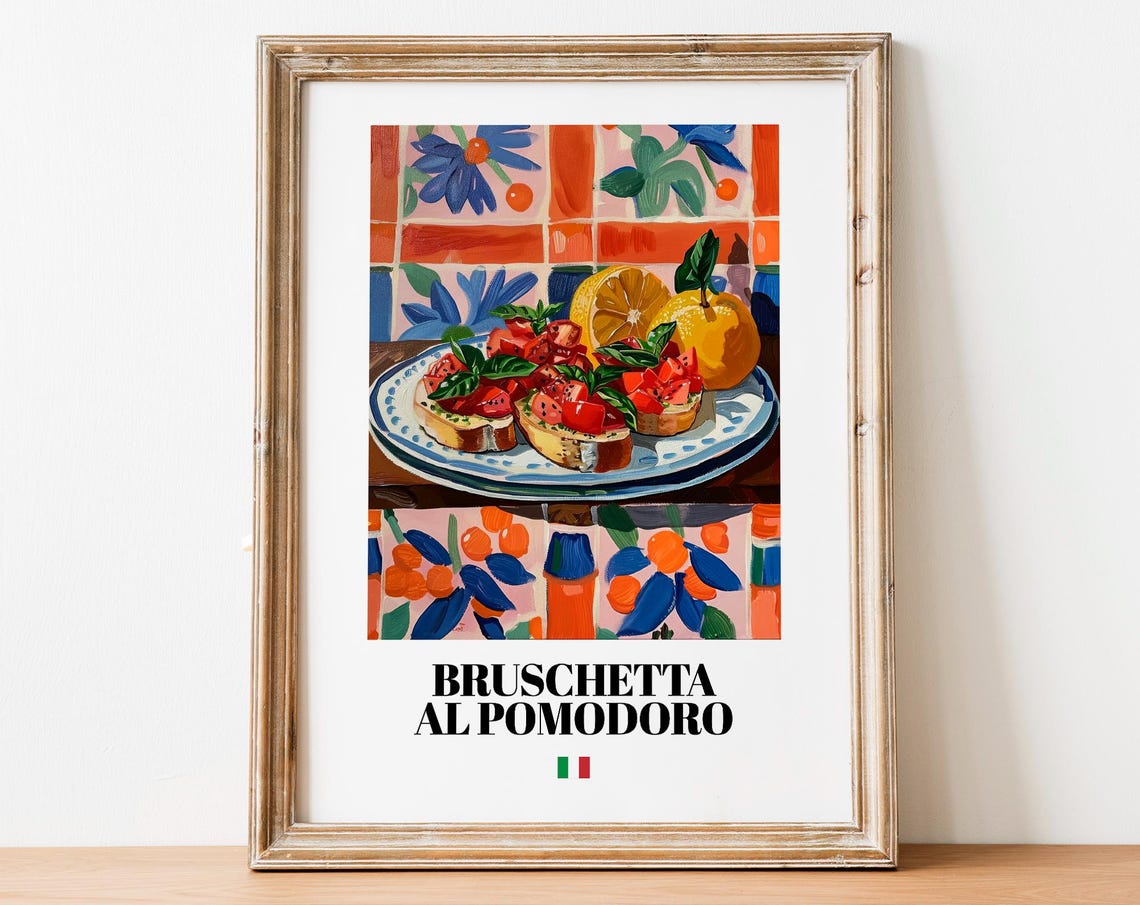 Bruschetta al Pomodoro Italian Tomato Appetizer Art Print Gift